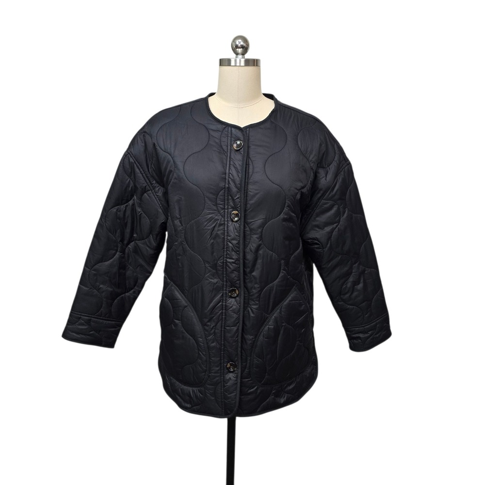 Abercrombie & Fitch Womens Black Quilted Liner Jacket Water Resistant Size Small